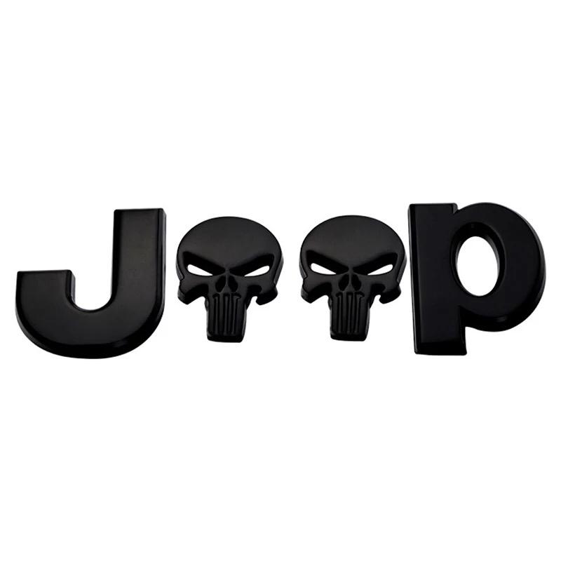 Emblema Jeep Calavera Negro Letras Varios Colores Jk Tj Yj 4x4