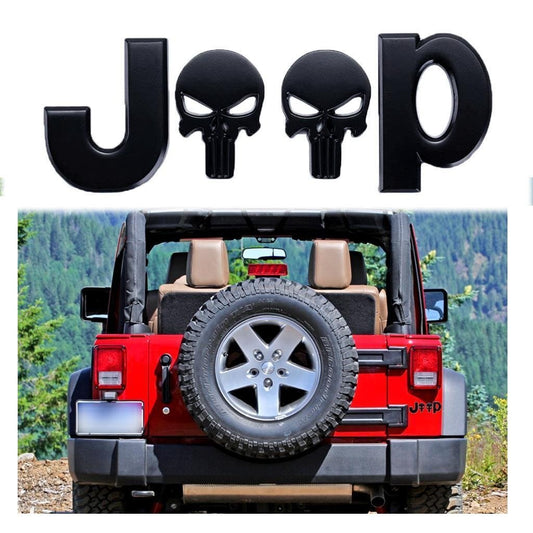 Emblema Jeep Calavera Negro Letras Varios Colores Jk Tj Yj 4x4