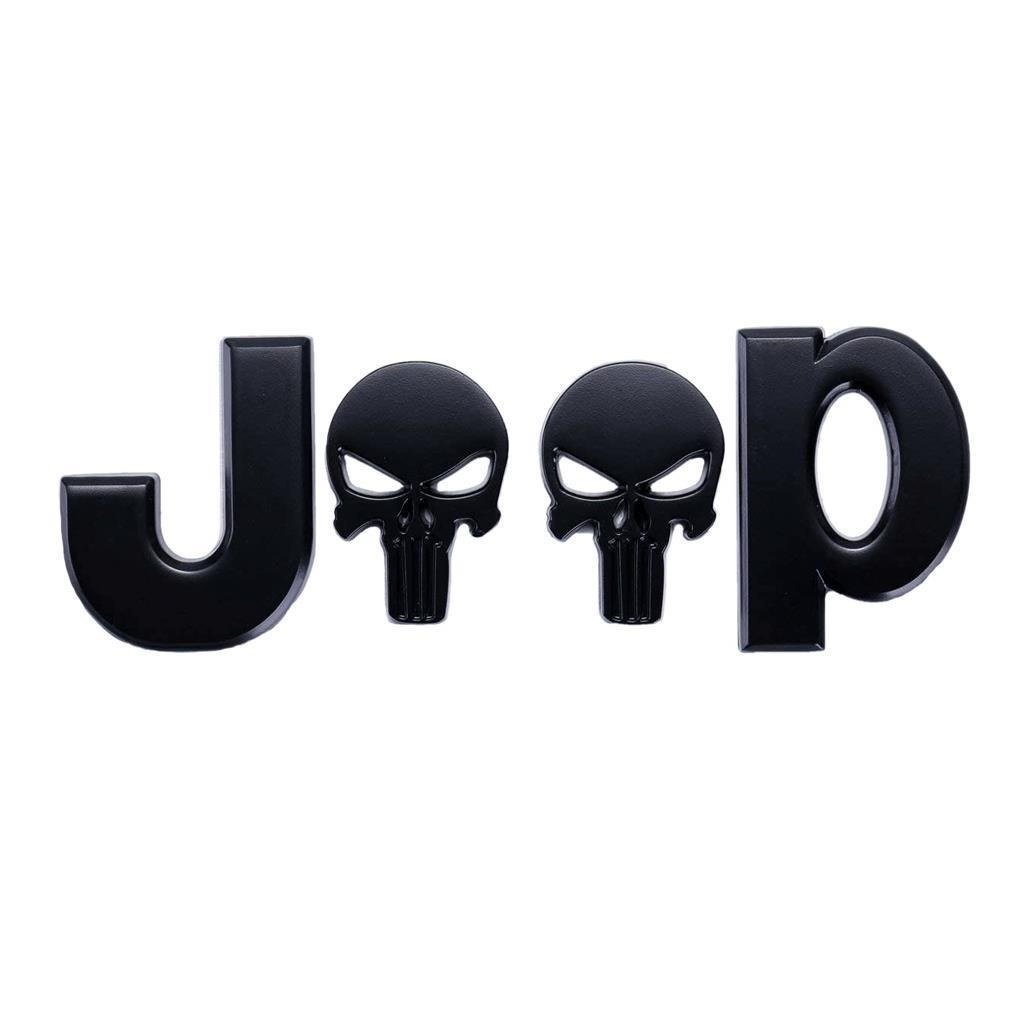 Emblema Jeep Calavera Negro Letras Varios Colores Jk Tj Yj 4x4