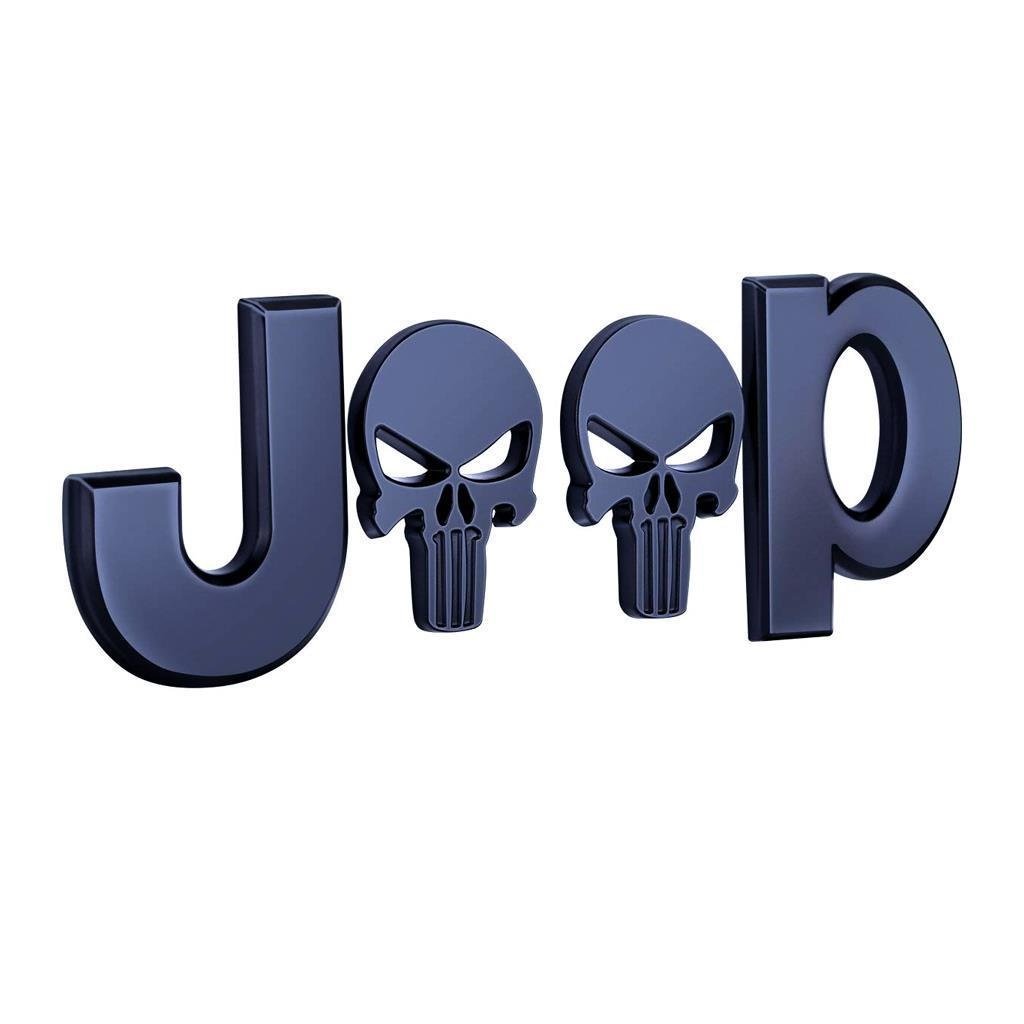 Emblema Jeep Calavera Negro Letras Varios Colores Jk Tj Yj 4x4