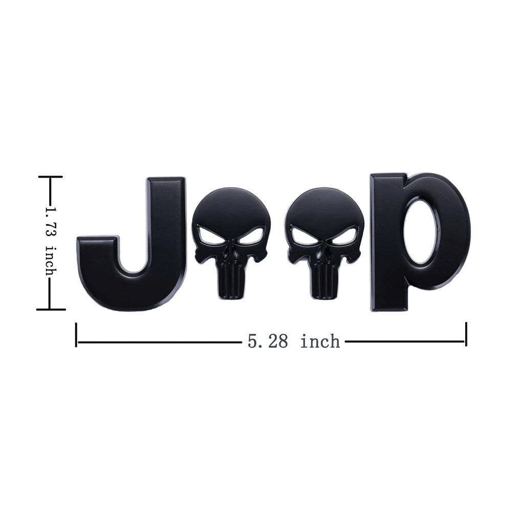 Emblema Jeep Calavera Negro Letras Varios Colores Jk Tj Yj 4x4